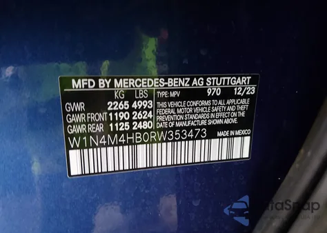 2024 Mercedes-Benz Glb 250 4Matic from USA, damaged, VIN W1N4M4HB0RW353473